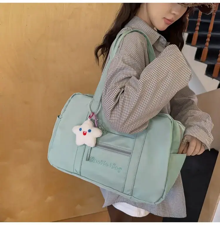 Light Blue Flower Decor Tote Bag for Girls — feature 9