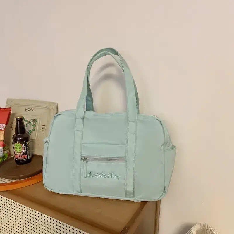 Light Blue Flower Decor Tote Bag for Girls - Image 3