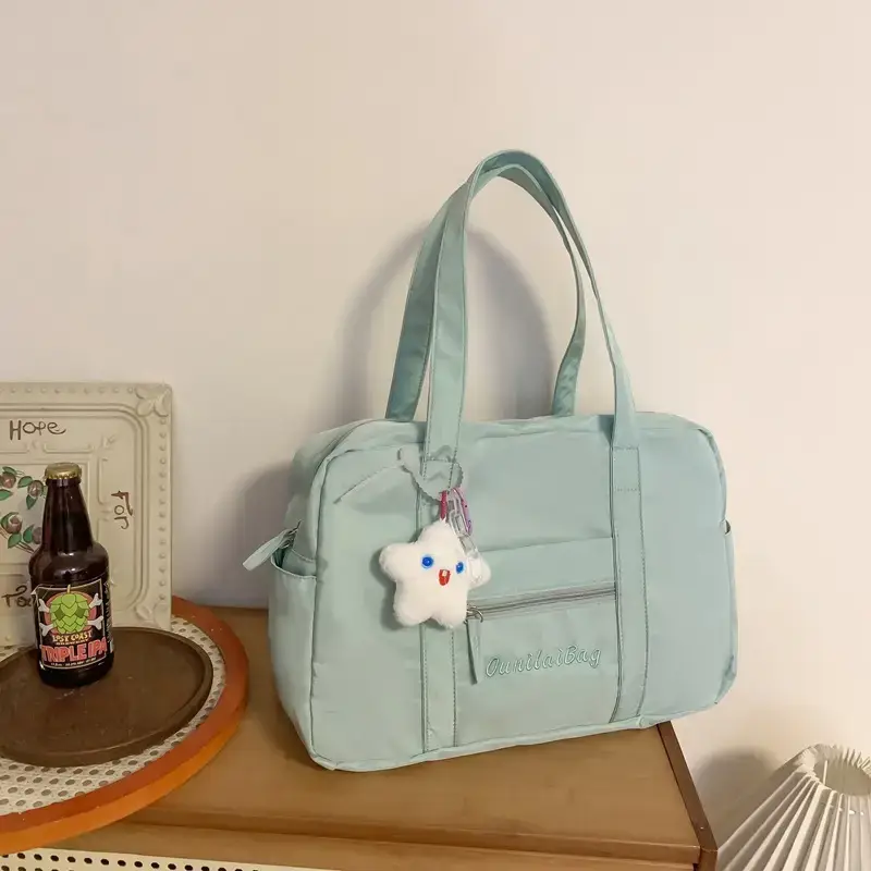 Light Blue Flower Decor Tote Bag for Girls - Image 6
