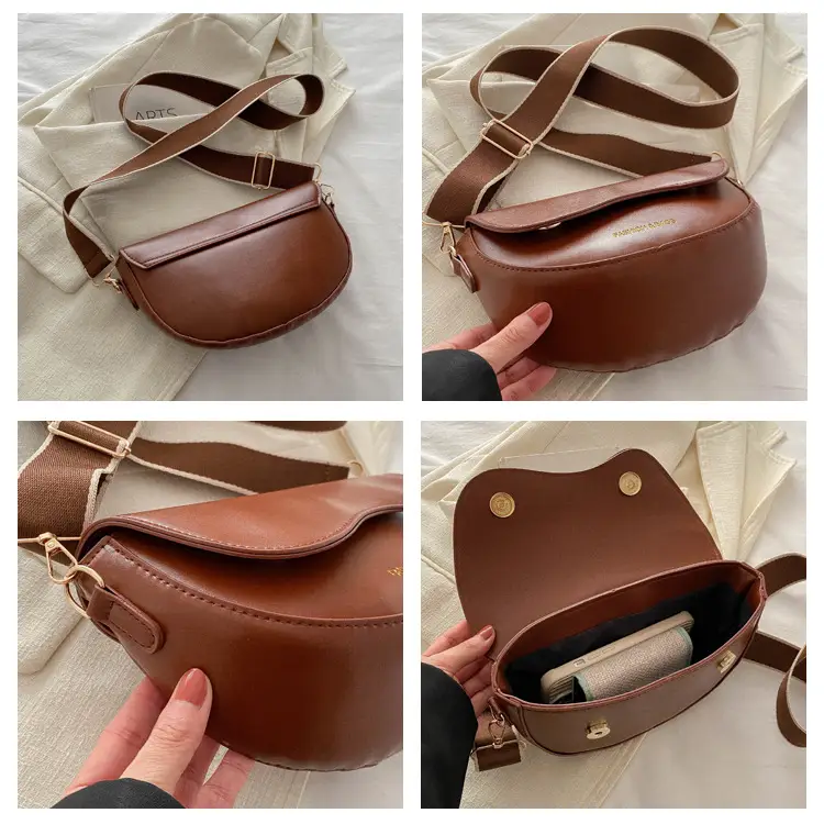 Women's Black Saddle Crossbody Bag with Large Capacity — feature 8