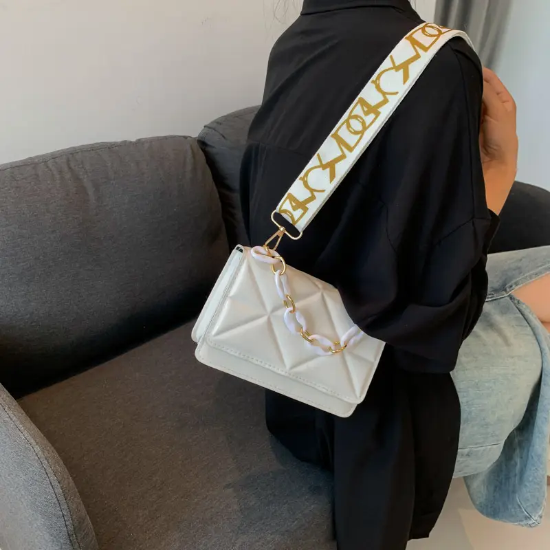 2023 Summer Black Nylon Shoulder Bag with Gold Strap