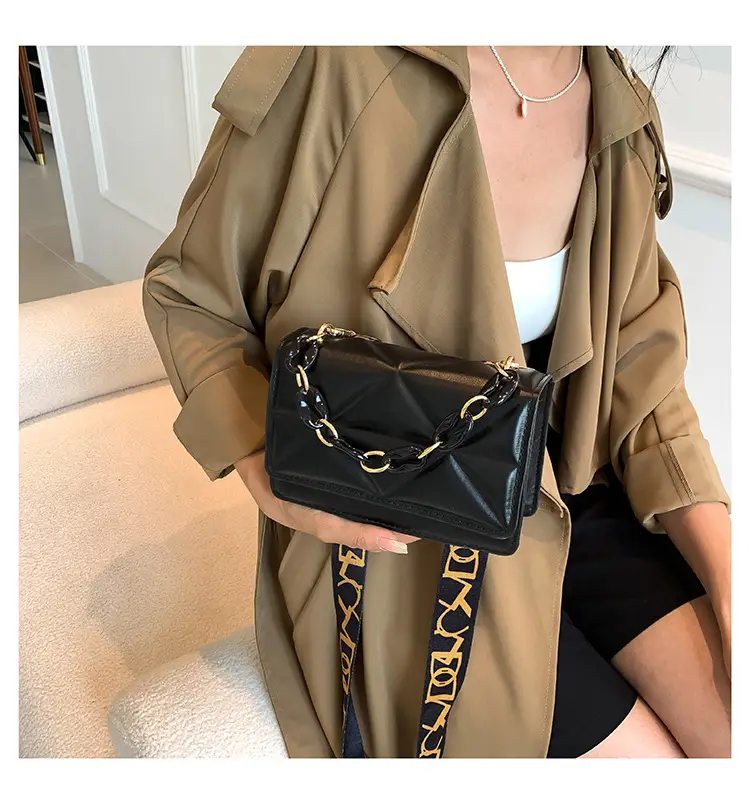 2023 Summer Black Nylon Shoulder Bag with Gold Strap — feature 23