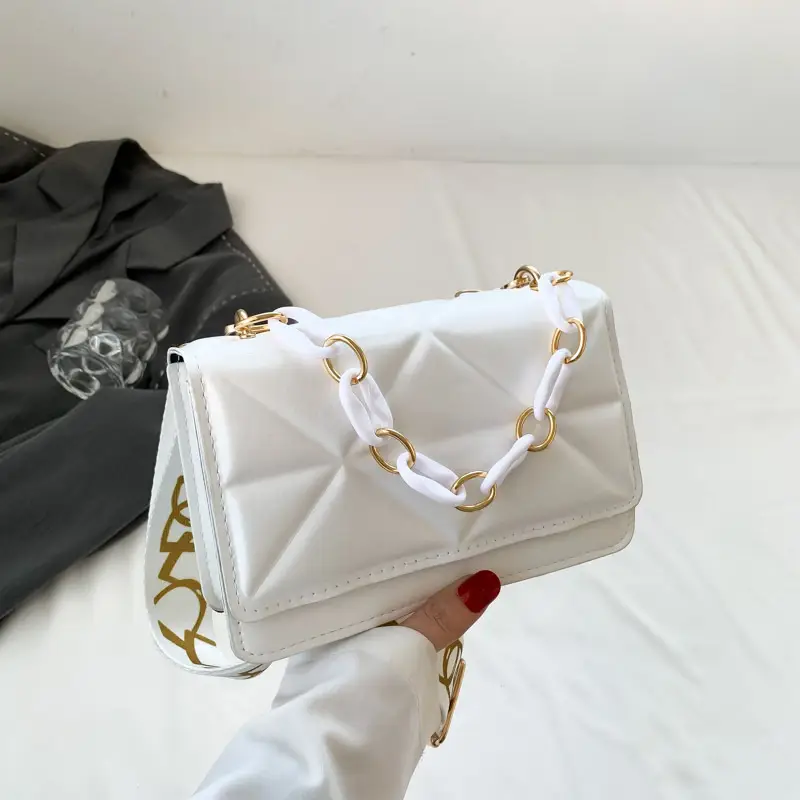 2023 Summer Black Nylon Shoulder Bag with Gold Strap
