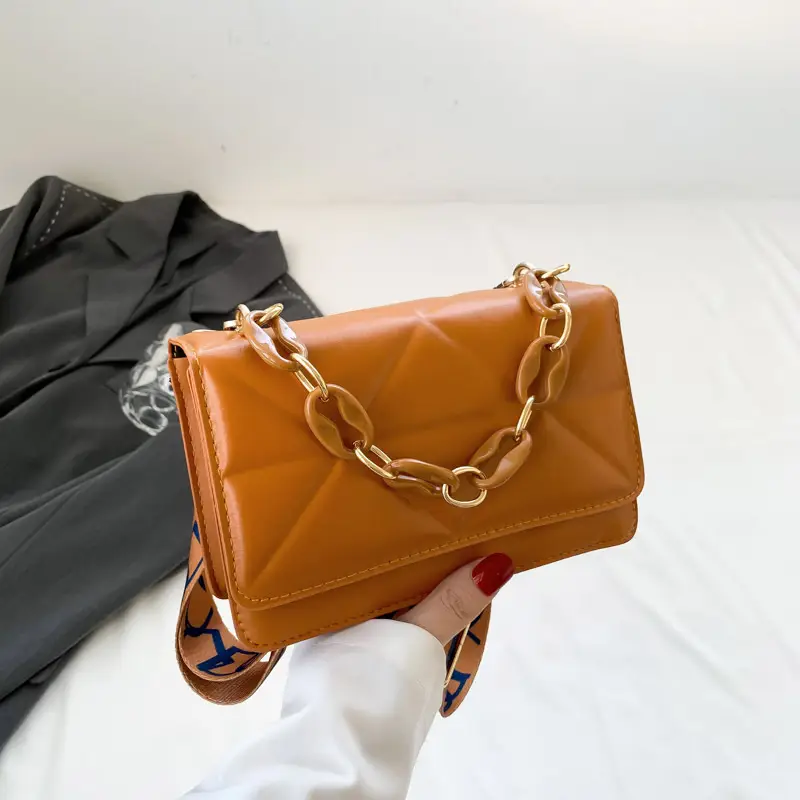2023 Summer Black Nylon Shoulder Bag with Gold Strap