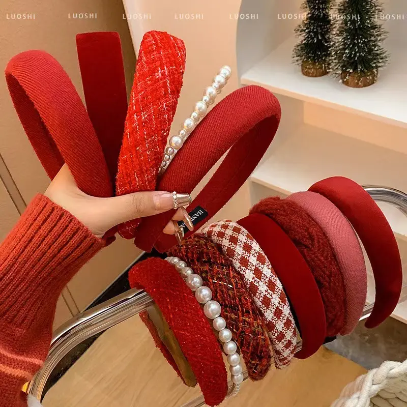 Red New Year Skull Top Hairpin Headband for Women