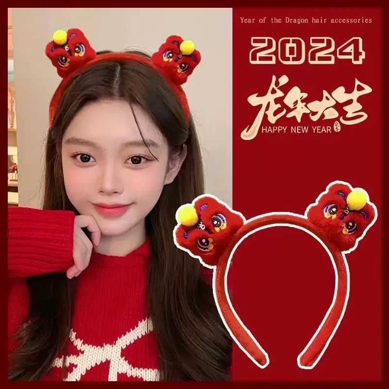 Red New Year Skull Top Hairpin Headband for Women