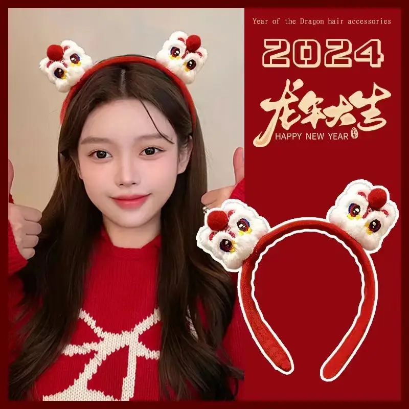 Red New Year Skull Top Hairpin Headband for Women