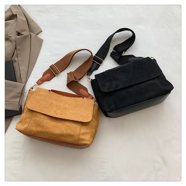 Women's 2-Piece Canvas Shoulder Bag with Crossbody Strap - Image 4