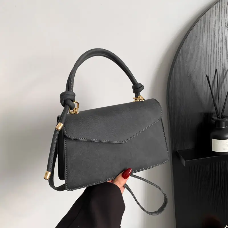 Women's Small Square Grey Shoulder Crossbody Bag - Image 7