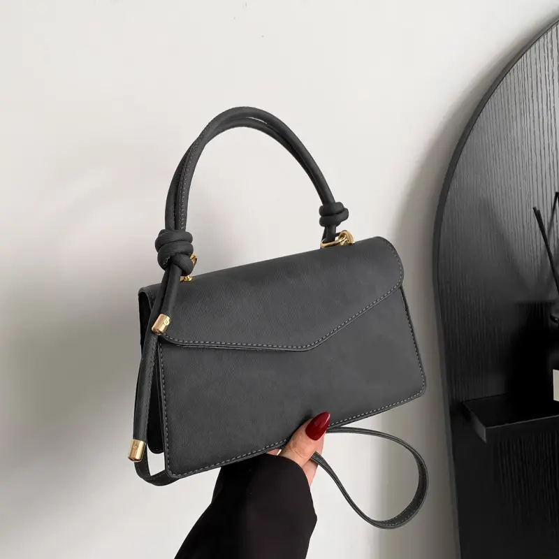 Women's Small Square Grey Shoulder Crossbody Bag - Image 9