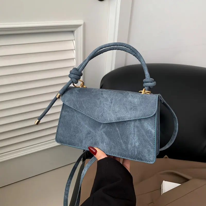 Women's Small Square Grey Shoulder Crossbody Bag - Image 2