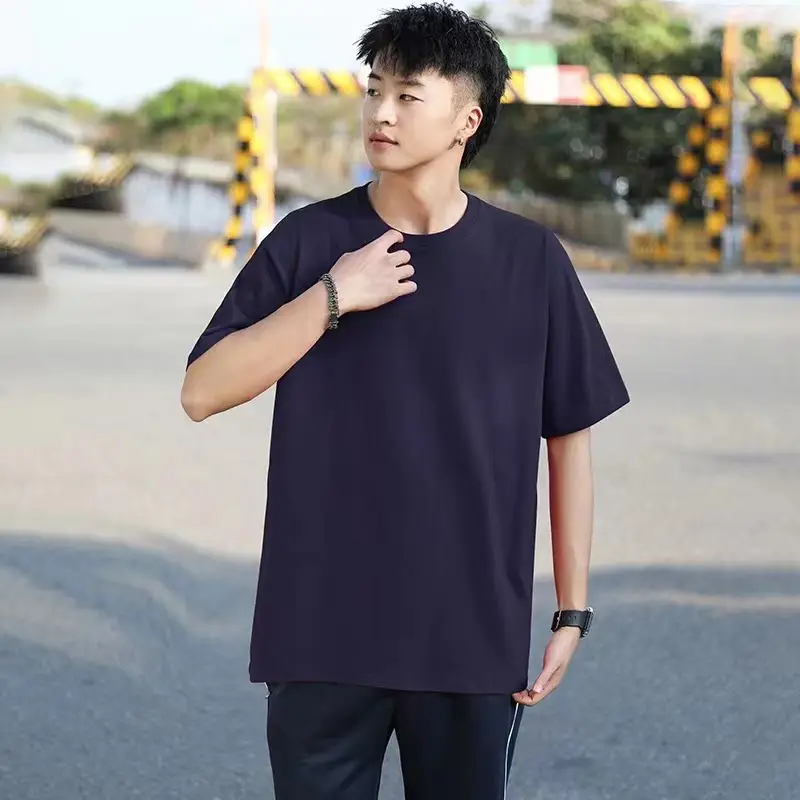 Men Cotton T-Shirt Grey Short Sleeve 230g - Image 7