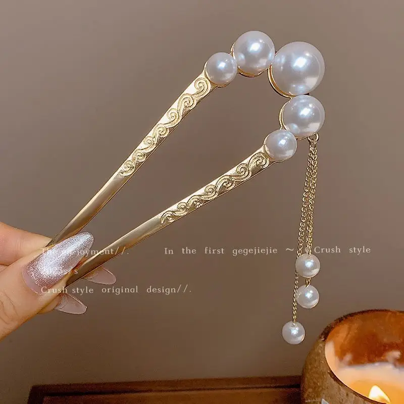 Elegant Pearl Hairpin for Women Golden Modern Style - Image 8