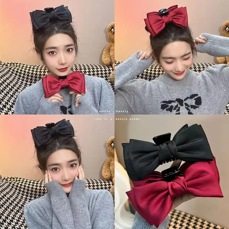 Maroon Bow Princess New Back Head Clip Large — feature 1