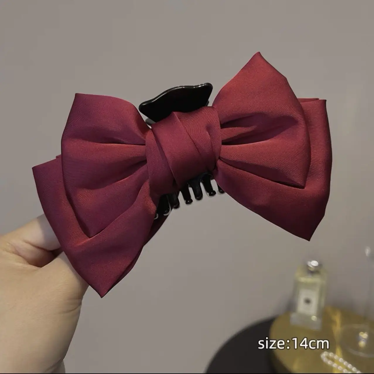 Maroon Bow Princess New Back Head Clip Large — feature 3