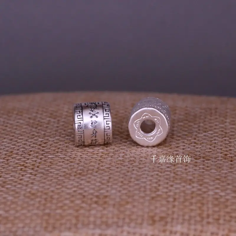 Pure Silver 999 Taishang Laojun Urgent Rule Talisman Bucket Beads Wenwan Stone Bodhi Bracelet Separated Beads DIY Amulet - Image 2