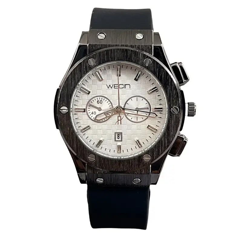 Men's Gold Chronograph Watch with Black Strap - Image 2
