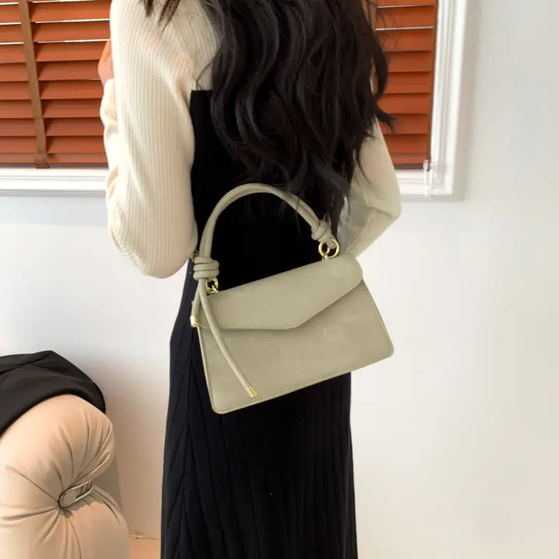 Grey Suede Shoulder Crossbody Bag for Women - Image 7