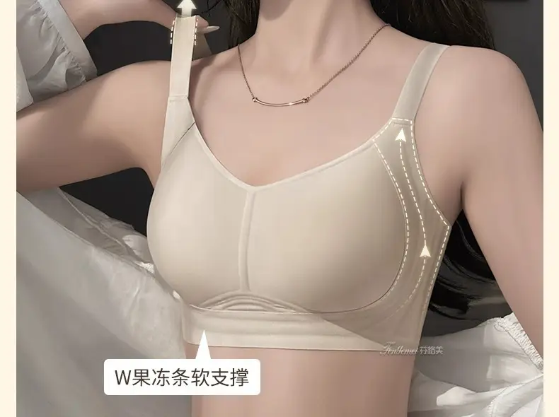 Thin pull-up seamless underwear for women, big chest, small, no steel ring, breast collection, anti-sagging, push up plus size bra — feature 19