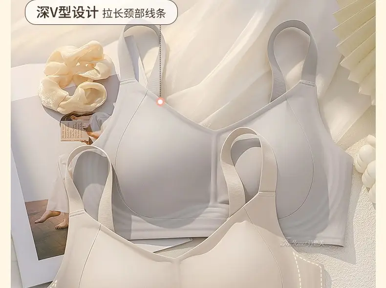 Thin pull-up seamless underwear for women, big chest, small, no steel ring, breast collection, anti-sagging, push up plus size bra — feature 21