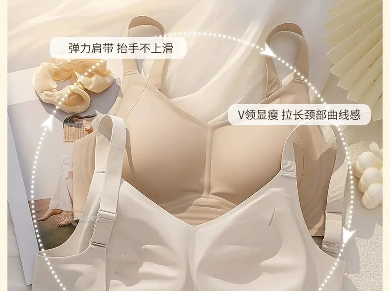 Thin pull-up seamless underwear for women, big chest, small, no steel ring, breast collection, anti-sagging, push up plus size bra — feature 29