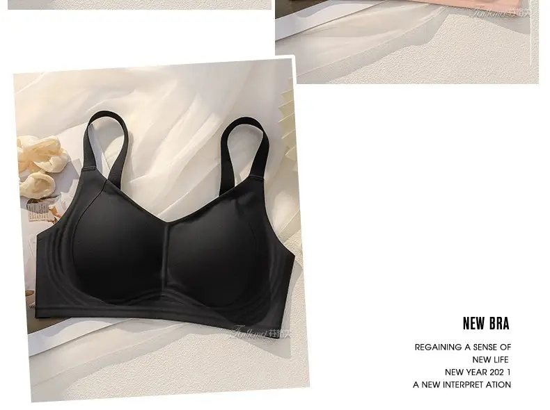 Thin pull-up seamless underwear for women, big chest, small, no steel ring, breast collection, anti-sagging, push up plus size bra — feature 47