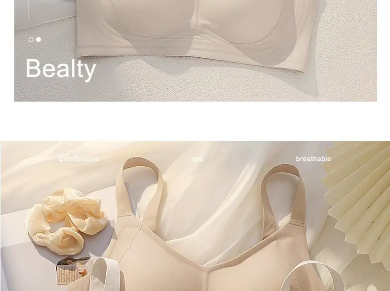 Thin pull-up seamless underwear for women, big chest, small, no steel ring, breast collection, anti-sagging, push up plus size bra — feature 49