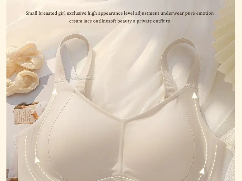 Thin pull-up seamless underwear for women, big chest, small, no steel ring, breast collection, anti-sagging, push up plus size bra — feature 7