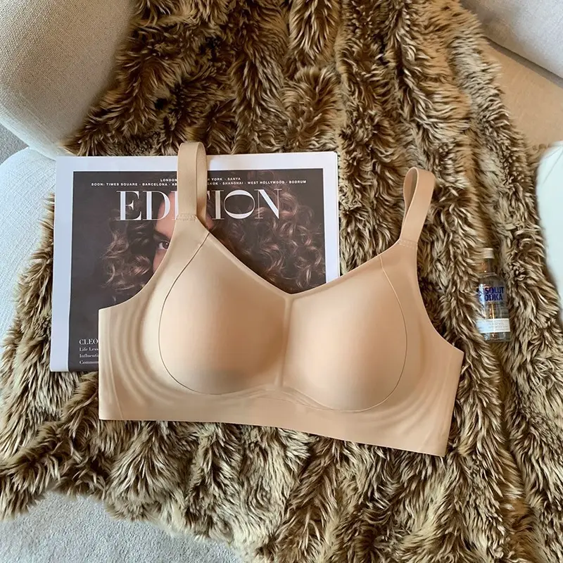 Thin pull-up seamless underwear for women, big chest, small, no steel ring, breast collection, anti-sagging, push up plus size bra