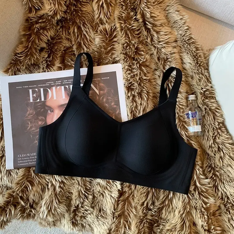 Thin pull-up seamless underwear for women, big chest, small, no steel ring, breast collection, anti-sagging, push up plus size bra