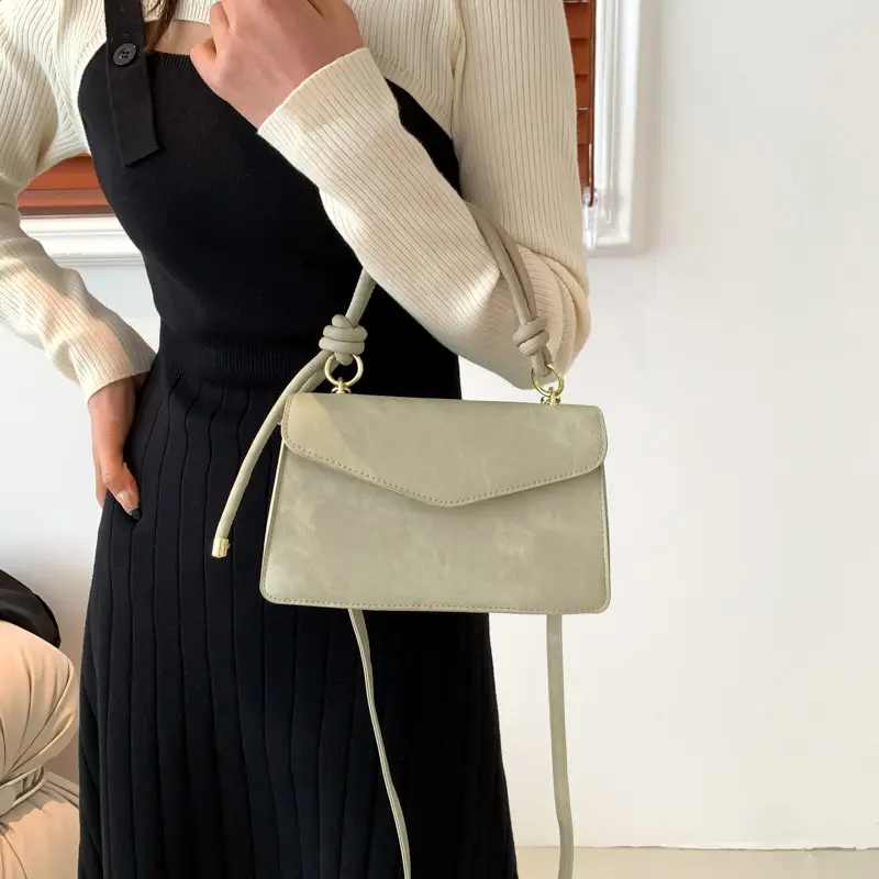 Women Shoulder Messenger Bag Brown Leather Small Square Design