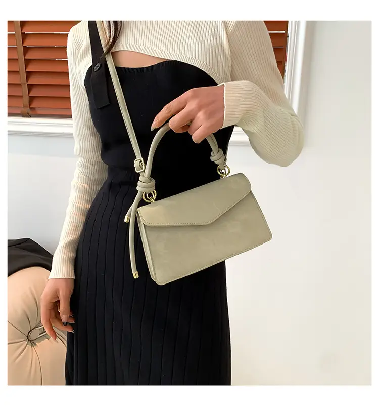 Women Shoulder Messenger Bag Brown Leather Small Square Design — feature 10