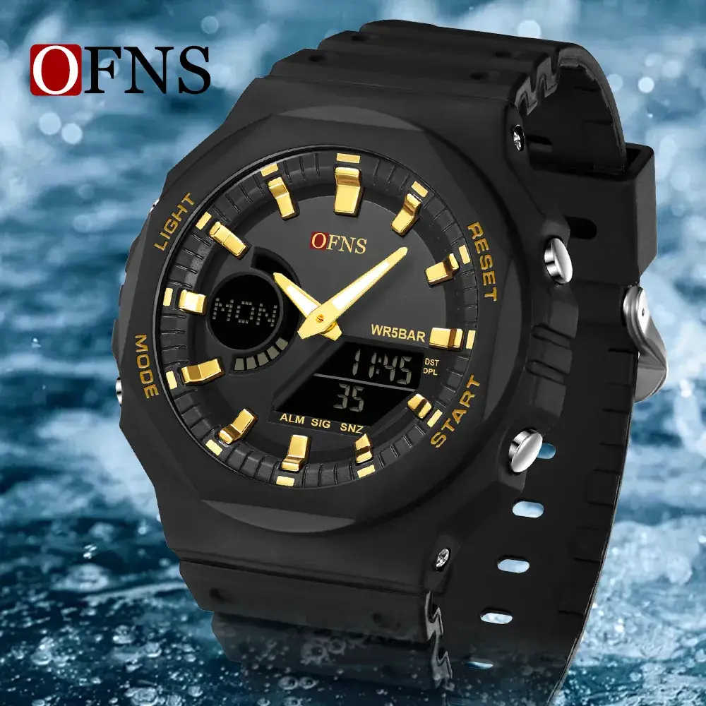 Men Dual Display Waterproof Sports Watch Black - Image 5
