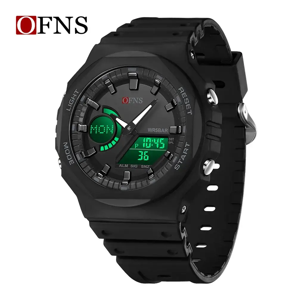 Men Dual Display Waterproof Sports Watch Black - Image 8