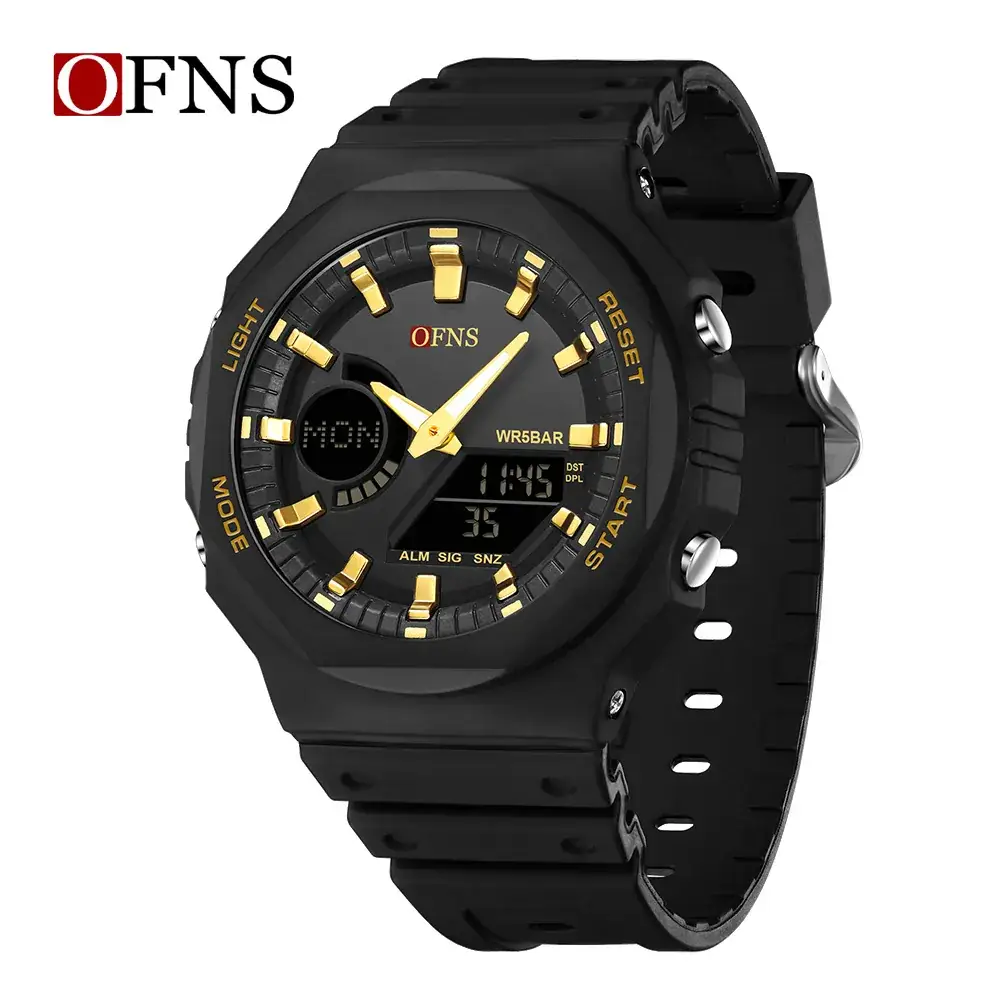 Men Dual Display Waterproof Sports Watch Black - Image 3