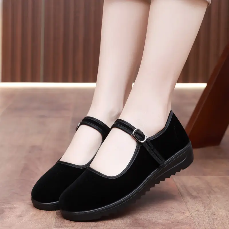 Old Beijing Cloth Shoes Women's Single Shoes New Soft Sole Non-slip Beef Sole Work Shoes Black Hotel Shoes Dancing Mom Shoes - Image 3