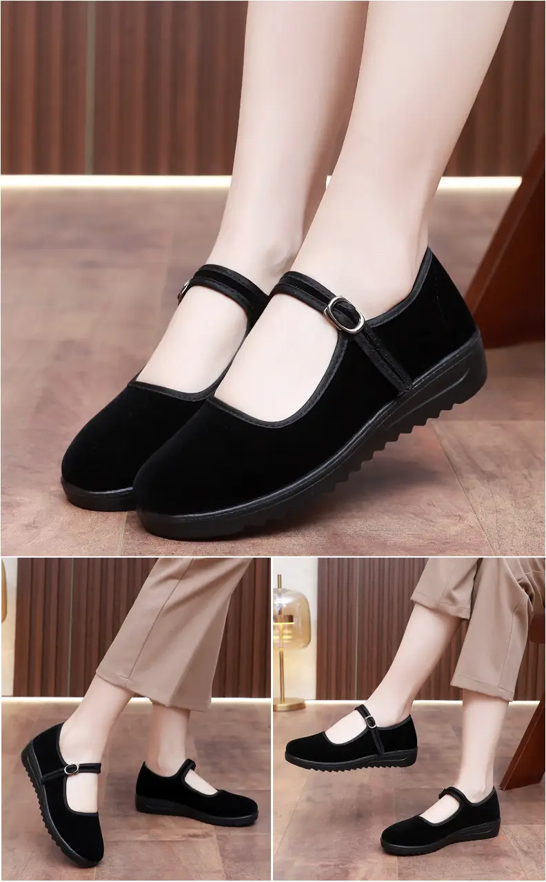 Old Beijing Cloth Shoes Women's Single Shoes New Soft Sole Non-slip Beef Sole Work Shoes Black Hotel Shoes Dancing Mom Shoes — feature 10
