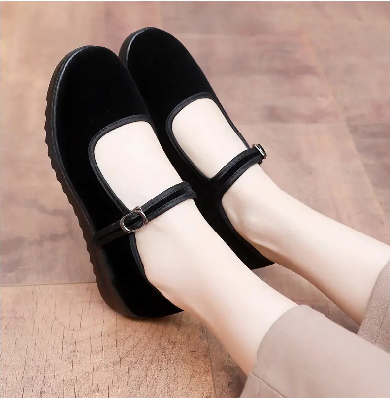 Old Beijing Cloth Shoes Women's Single Shoes New Soft Sole Non-slip Beef Sole Work Shoes Black Hotel Shoes Dancing Mom Shoes — feature 11