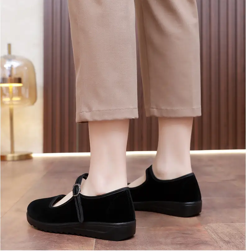 Old Beijing Cloth Shoes Women's Single Shoes New Soft Sole Non-slip Beef Sole Work Shoes Black Hotel Shoes Dancing Mom Shoes — feature 12