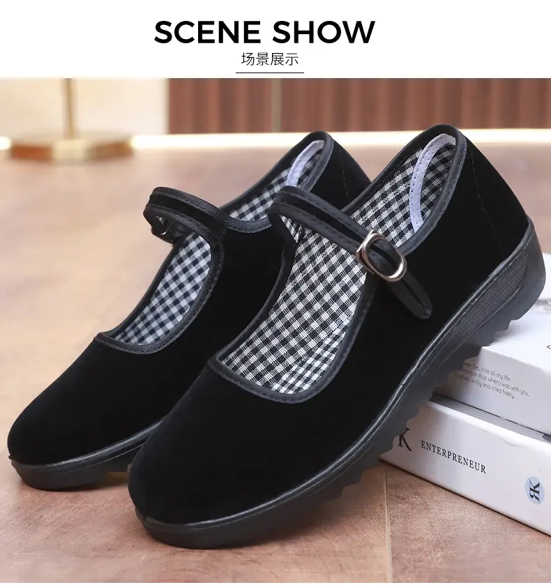 Old Beijing Cloth Shoes Women's Single Shoes New Soft Sole Non-slip Beef Sole Work Shoes Black Hotel Shoes Dancing Mom Shoes — feature 13