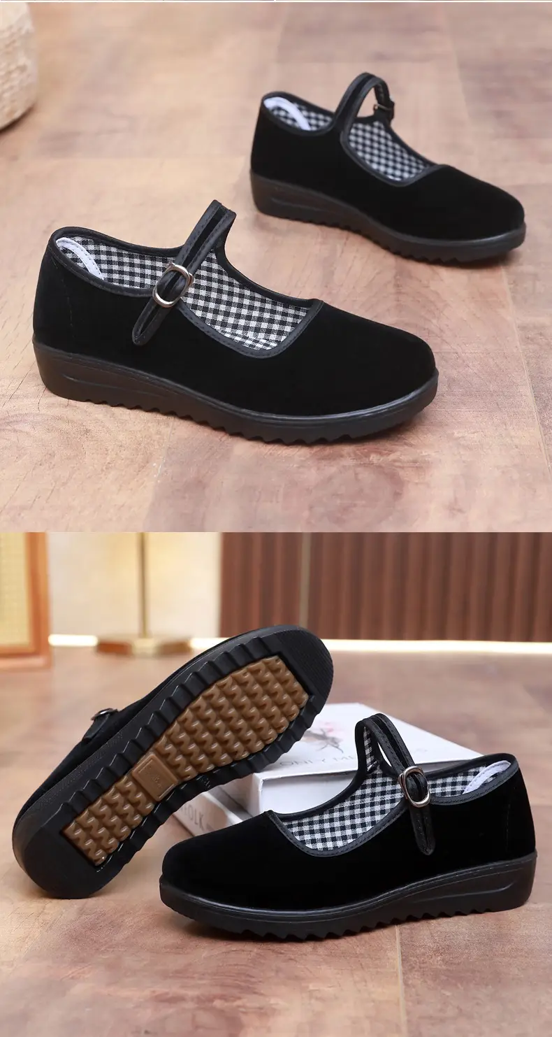 Old Beijing Cloth Shoes Women's Single Shoes New Soft Sole Non-slip Beef Sole Work Shoes Black Hotel Shoes Dancing Mom Shoes — feature 15