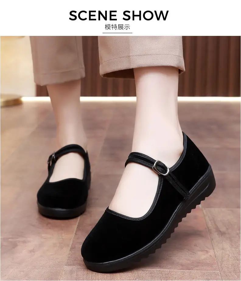 Old Beijing Cloth Shoes Women's Single Shoes New Soft Sole Non-slip Beef Sole Work Shoes Black Hotel Shoes Dancing Mom Shoes — feature 8