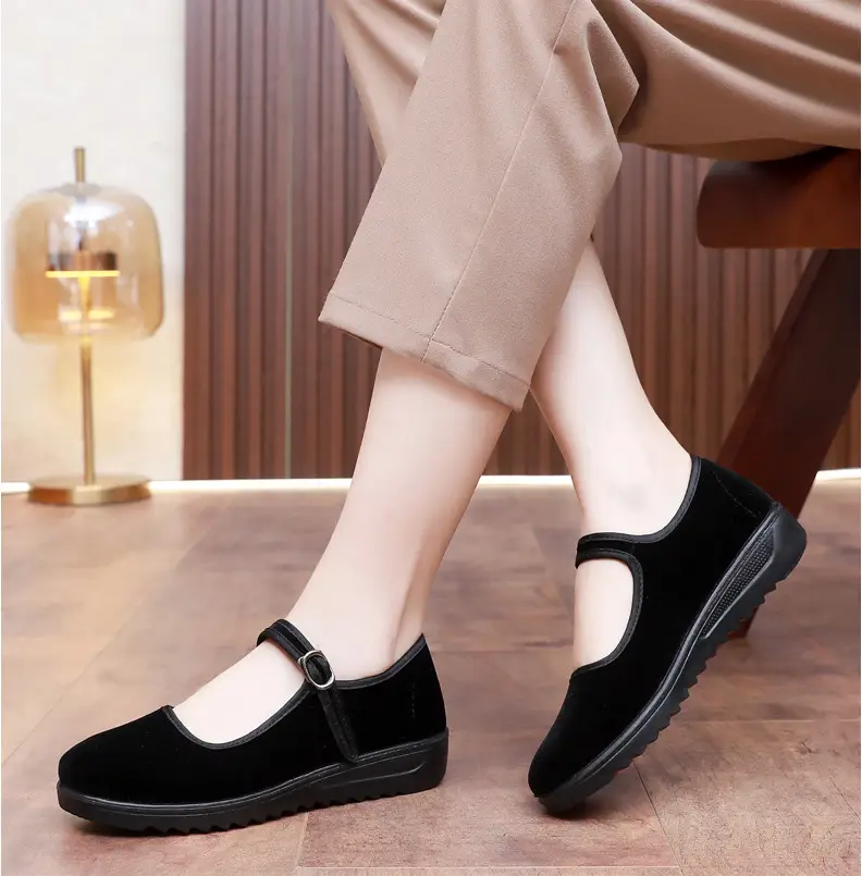 Old Beijing Cloth Shoes Women's Single Shoes New Soft Sole Non-slip Beef Sole Work Shoes Black Hotel Shoes Dancing Mom Shoes — feature 9
