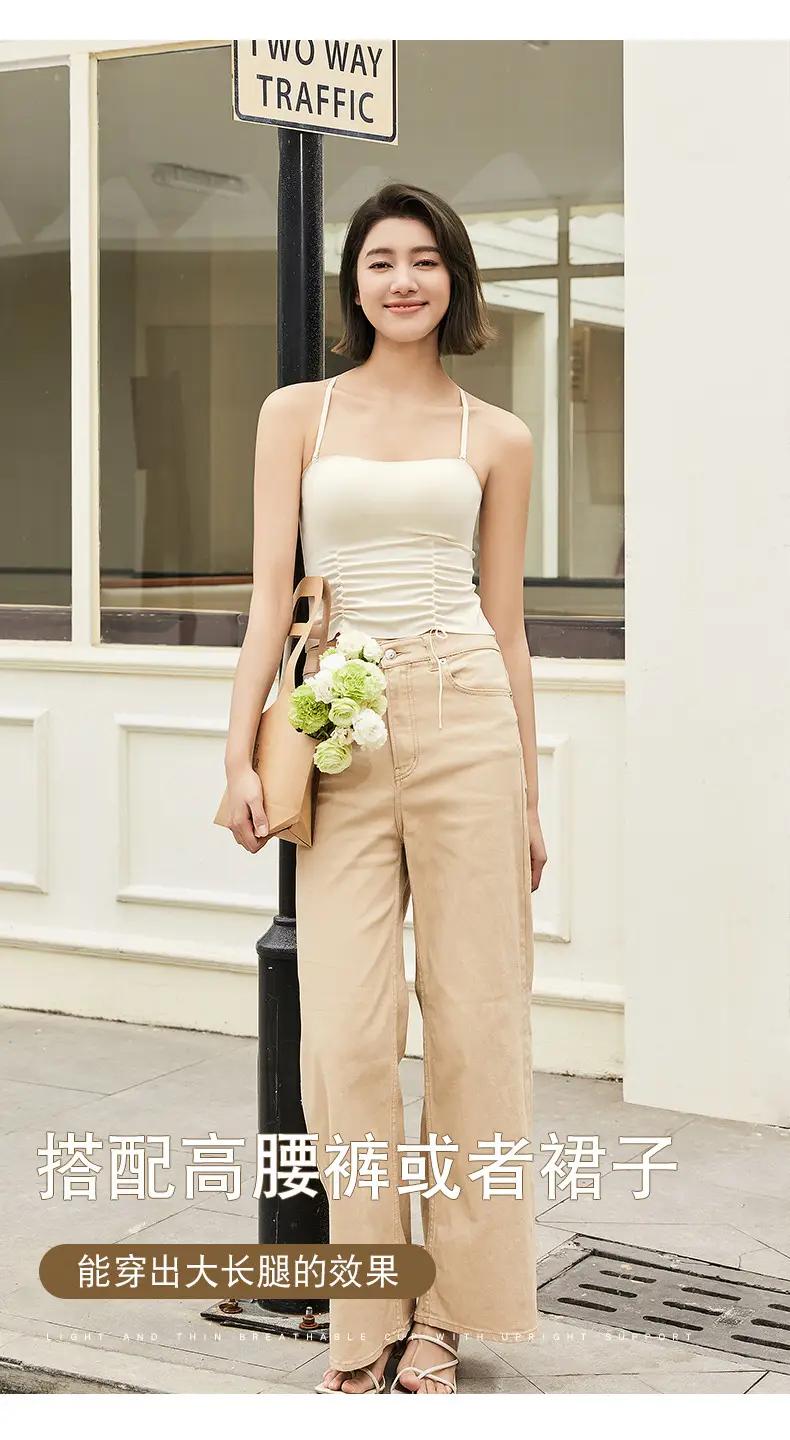 New Jersey One-Piece Glossy Tube Top Drawstring Retractable Pleated Design Small Camisole Fashion All-Match Underwear — feature 12