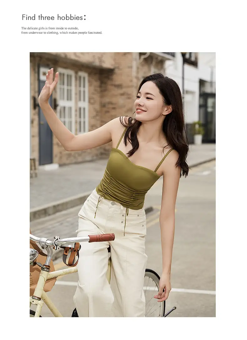 New Jersey One-Piece Glossy Tube Top Drawstring Retractable Pleated Design Small Camisole Fashion All-Match Underwear — feature 20