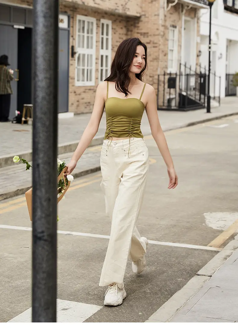 New Jersey One-Piece Glossy Tube Top Drawstring Retractable Pleated Design Small Camisole Fashion All-Match Underwear — feature 21