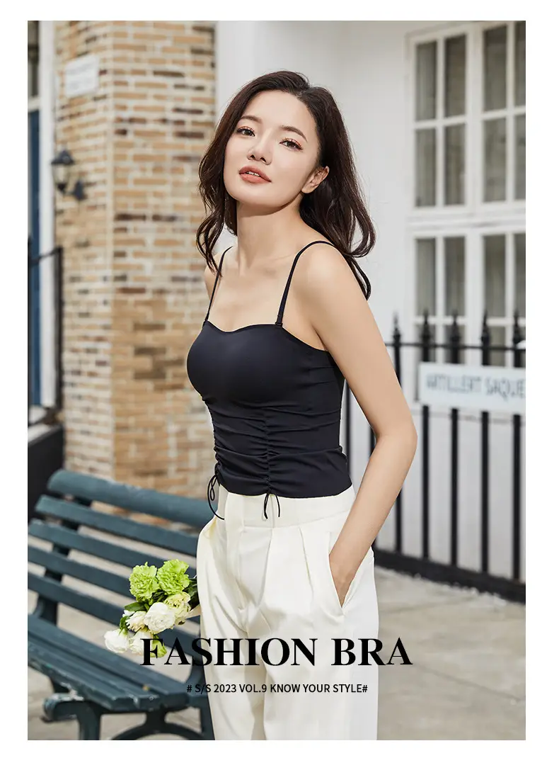 New Jersey One-Piece Glossy Tube Top Drawstring Retractable Pleated Design Small Camisole Fashion All-Match Underwear — feature 23