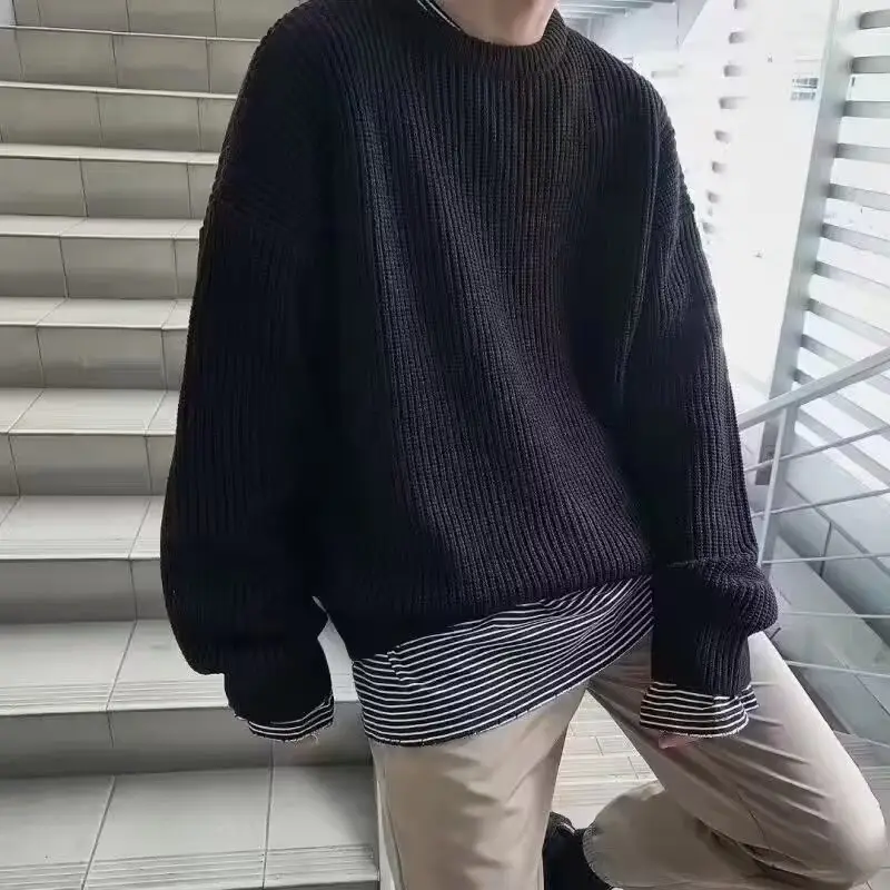 New Hong Kong Style Green Round Neck Sweater - Image 2