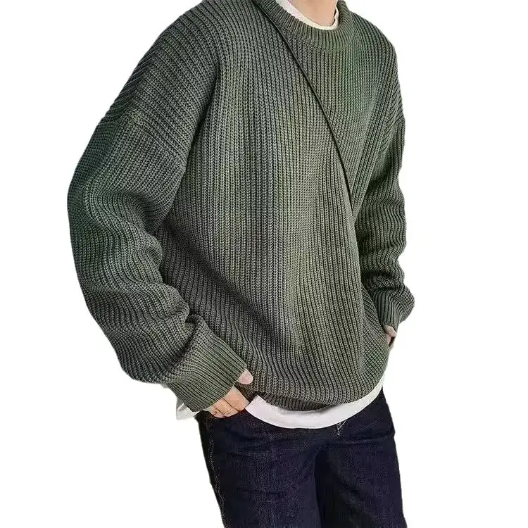 New Hong Kong Style Green Round Neck Sweater - Image 16