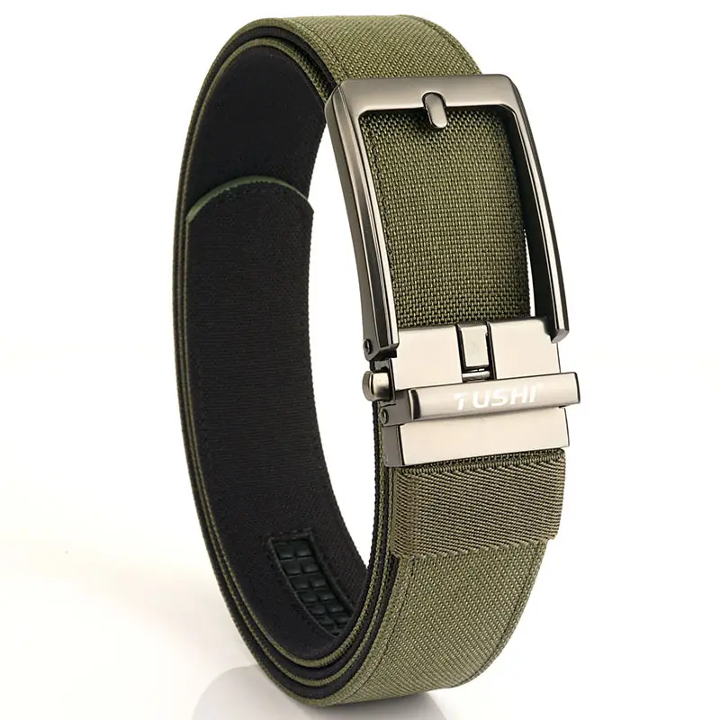 Men's Green Nylon Belt with Silver Buckle